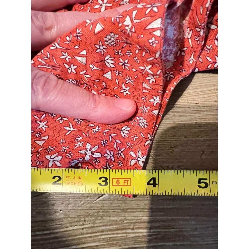 NEW Tea Collection Girls 16 Red Floral Tie‎ Shoulder Ruffle Romper Linen/Cotton